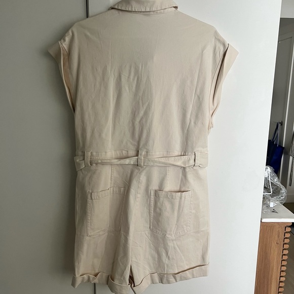 Ivory Belted zip-up romper in medium - Picture 7 of 7